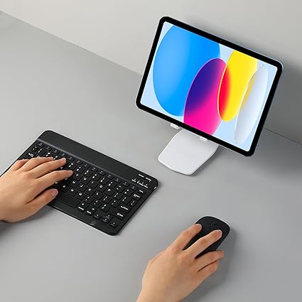 Ultra-Slim Rechargeable Bluetooth Keyboard Portable Wireless Keyboard for iPad A16 11th 10th Generation, iPad Pro iPad Air iPad Mini iPhone, Android Samsung Galaxy Tablet Smartphone Cell Phone (Black)