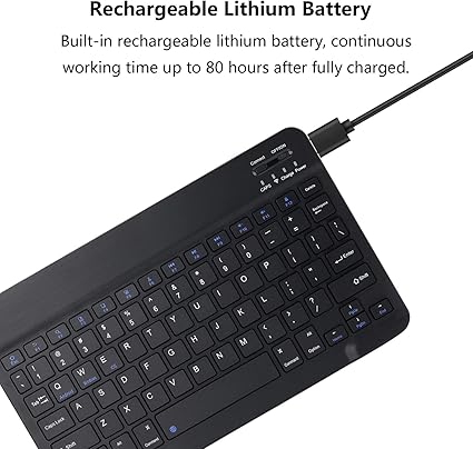 Ultra-Slim Rechargeable Bluetooth Keyboard Portable Wireless Keyboard for iPad A16 11th 10th Generation, iPad Pro iPad Air iPad Mini iPhone, Android Samsung Galaxy Tablet Smartphone Cell Phone (Black)