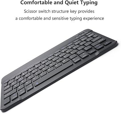 Ultra-Slim Rechargeable Bluetooth Keyboard Portable Wireless Keyboard for iPad A16 11th 10th Generation, iPad Pro iPad Air iPad Mini iPhone, Android Samsung Galaxy Tablet Smartphone Cell Phone (Black)