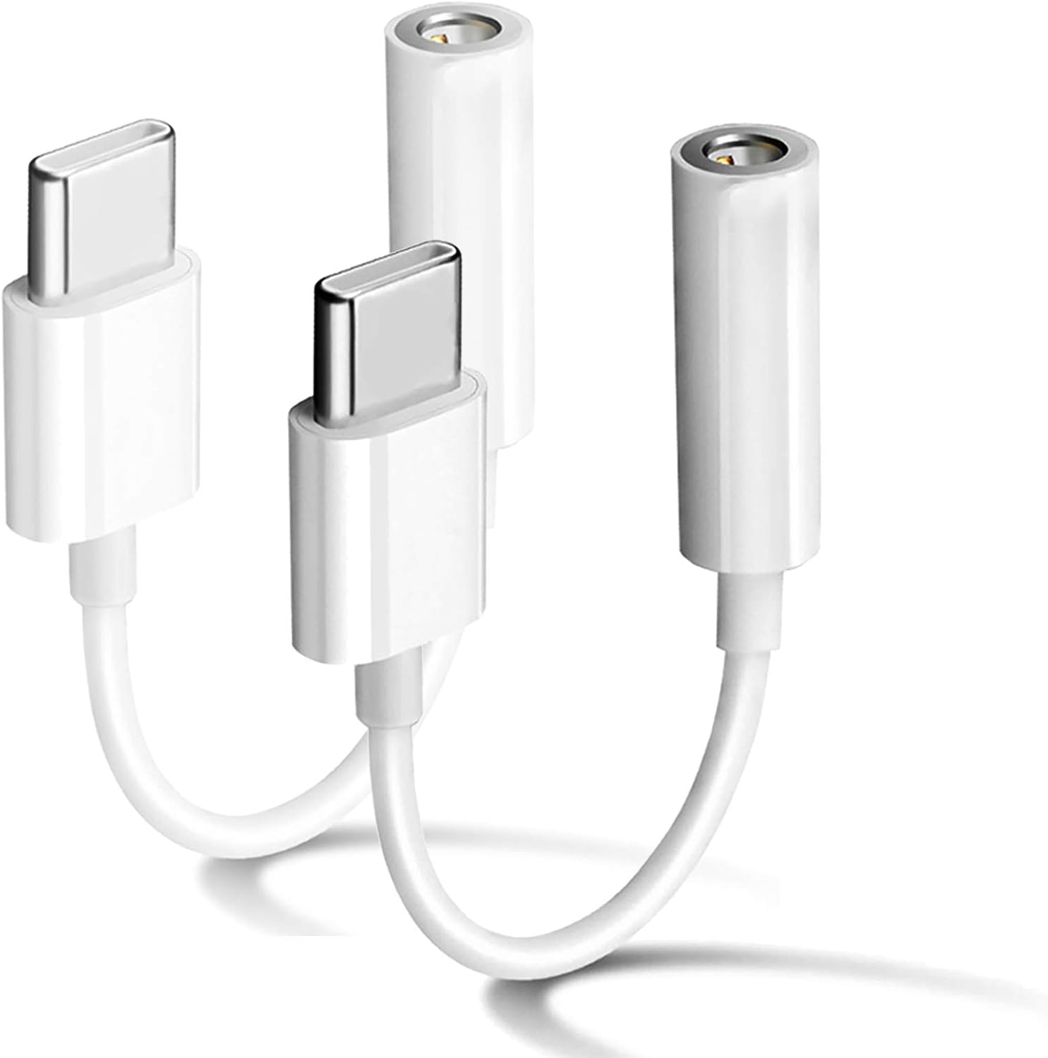 2 Pack USB C to 3.5mm Headphone Jack Adapter Type C Port Audio Aux Cable Dongle Compatible with iPhone 16/15/15 Plus/15 Pro/15 Pro Max/iPad/Pixel, Samsung Galaxy S23 S22 S21 S20 Ultra Z Flip/Note