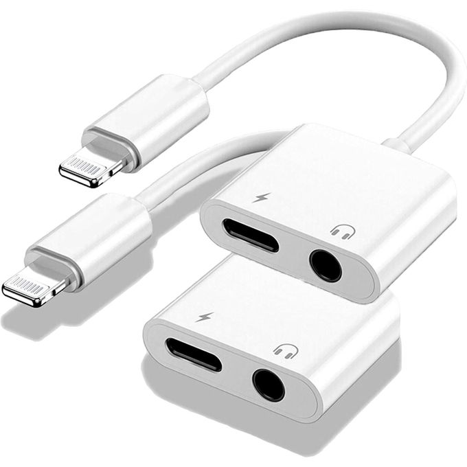 Apple MFi Certified 1 Pack Lightning to 3.5mm Headphones Jack Adapter for iPhone Dongle 2 in 1 Charger and Aux Audio Splitter Adapter Compatible with iPhone 14 13 12 11 XS XR 8 7