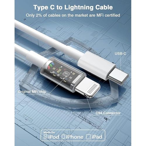 USB C to Lightning Cable Apple MFi Certified iPhone Fast Charger 2m, Power Delivery Original Type C Charging Cord for Apple iPhone 13/12/11 Pro/11/XS MAX/XR/8/7/6s Plus,iPad White