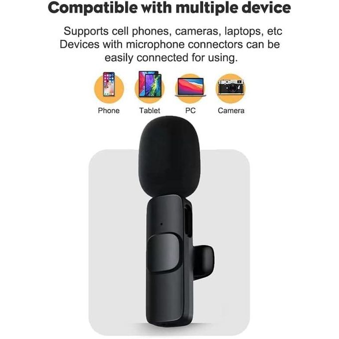 K8 Wireless Microphone, Digital Mini Portable Recording Clip Mic with Receiver for All Type-C Lightning Mobile Phones Camera Laptop for Vlogging YouTube Online Class, Zoom Call