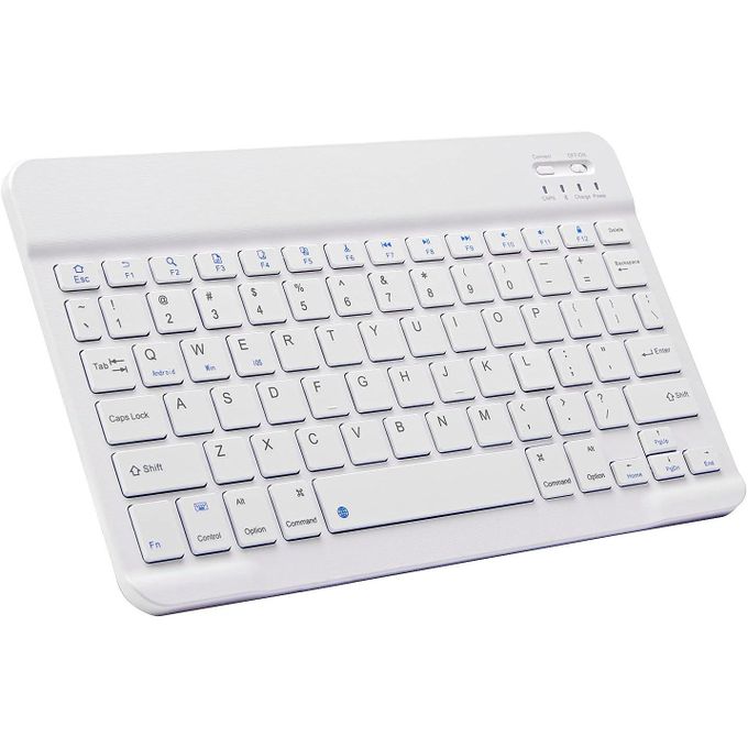 Ultra-Slim Bluetooth Keyboard Portable Mini Wireless Keyboard Rechargeable For Apple IPad IPhone Samsung Tablet Phone Smartphone IPadOS IOS Android (10 Inch White)