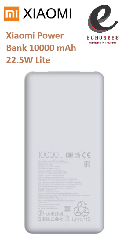 NEW ARRIVAL Xiaomi Power Bank 10000 mAh 22.5W Lite, Fast and Efficient Charging, 4.5 hour Charging Time, Dimensions 148.4 x 73 x 15 mm, Operating Temperature 5 °C to 35 °C