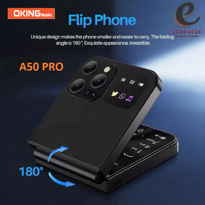 NEW ARRIVAL Oking A50 Pro Flip Phone, 2.6″ (Dual SIM), Wireless FM