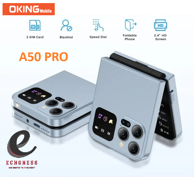NEW ARRIVAL Oking A50 Pro Flip Phone, 2.6″ (Dual SIM), Wireless FM