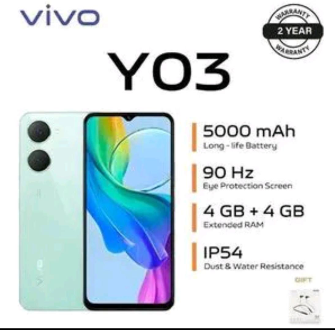 New Arrival] Vivo Y03 64GB+4GB 6.56" 90Hz Display 13MP+5MP Camera MTK Helio G85 Processor Dual SIM 5000mAh Battery IP54Dust/Water Resistant 2Years Warranty Android Smart Phones