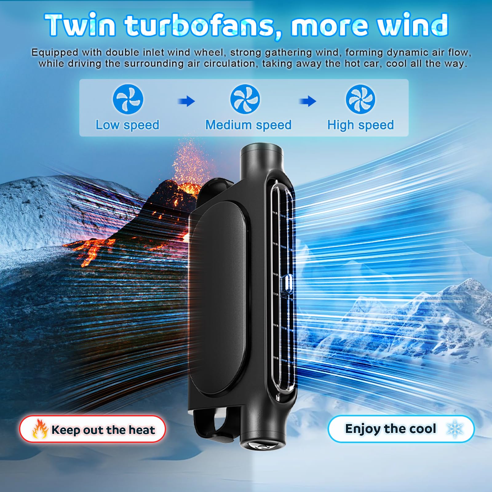Mini Car Mounted Seat Back Cooling Fan Portable Vehicle Fan 3 Speed Headrest Silent Cooler Car Seat Cooling Fan for SUV RV Truck Sedan Mini Seat Fan for Office for Kids (Black)