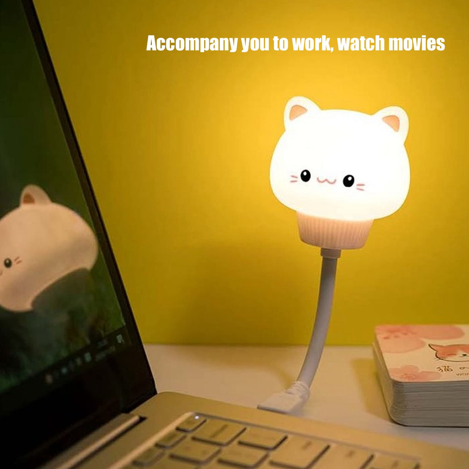 USB Night Light, Voice Control Cat Night Light LED Nursery Bedside Portable Cute Nursery Night Lamp for Baby Girls Bedrooms Living Room