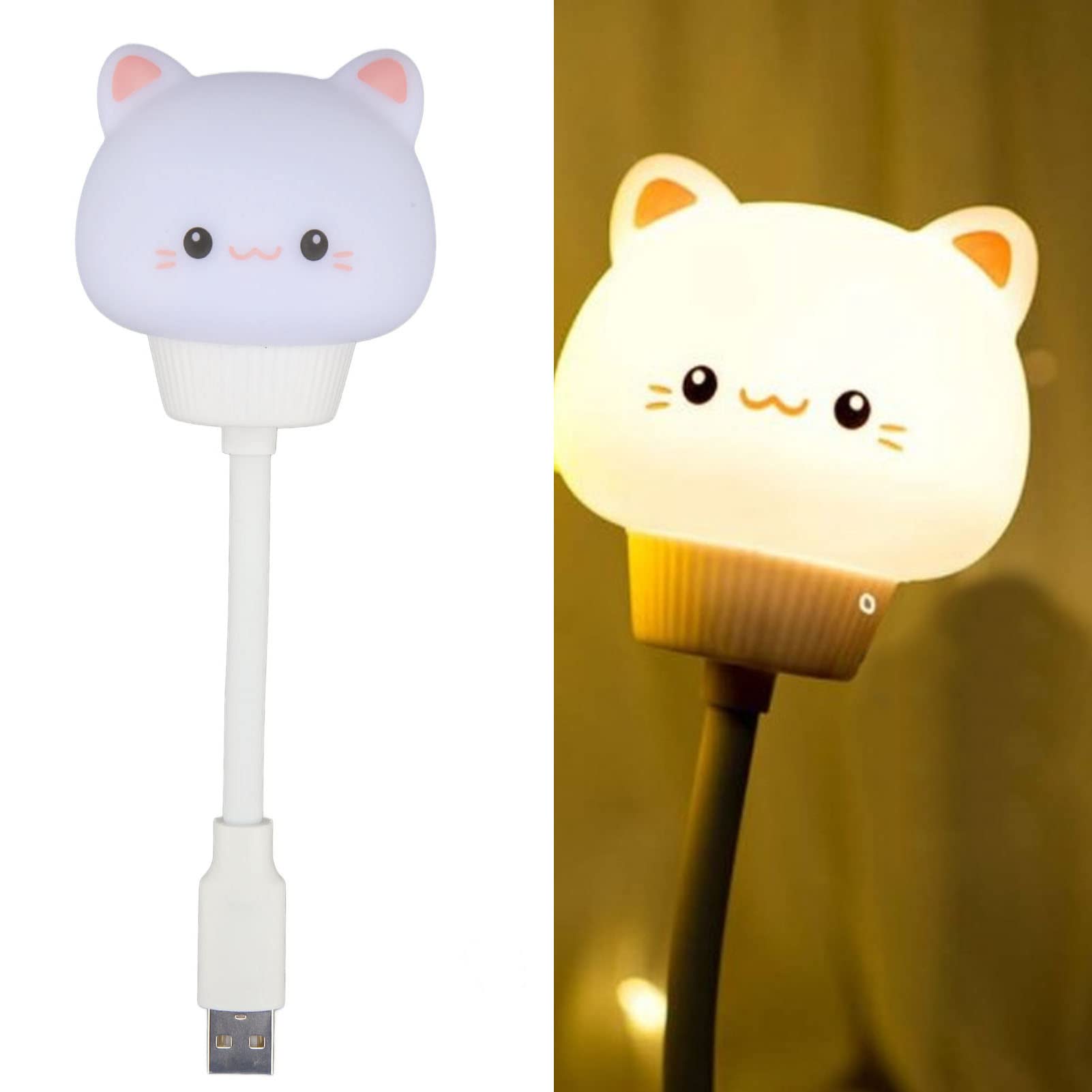 USB Night Light, Voice Control Cat Night Light LED Nursery Bedside Portable Cute Nursery Night Lamp for Baby Girls Bedrooms Living Room