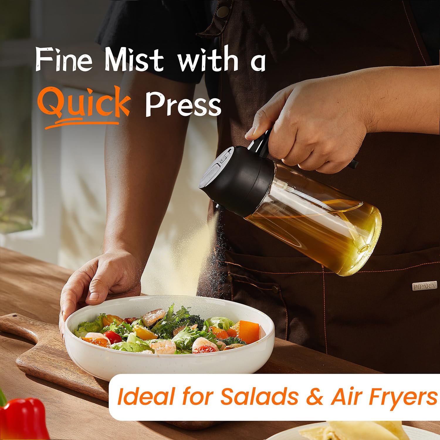 16 Ounce /470 ml 2 in 1 Olive Oil Dispenser, Suitable for Kitchen Gadgets, Air Fryers, Salads and BBQ-Black