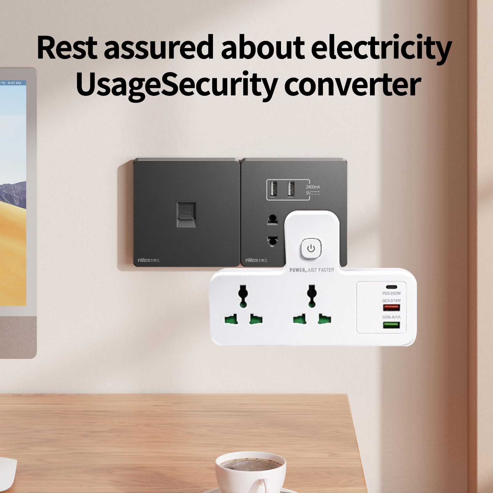 Standard Multi Plug Expansion Socket,Multifunctional Row Plug, Multi Hole Power Strip, One To Multiple Hole Household Use, 2-way Power Socket Extender, 2 USB Ports And A Type-C inter