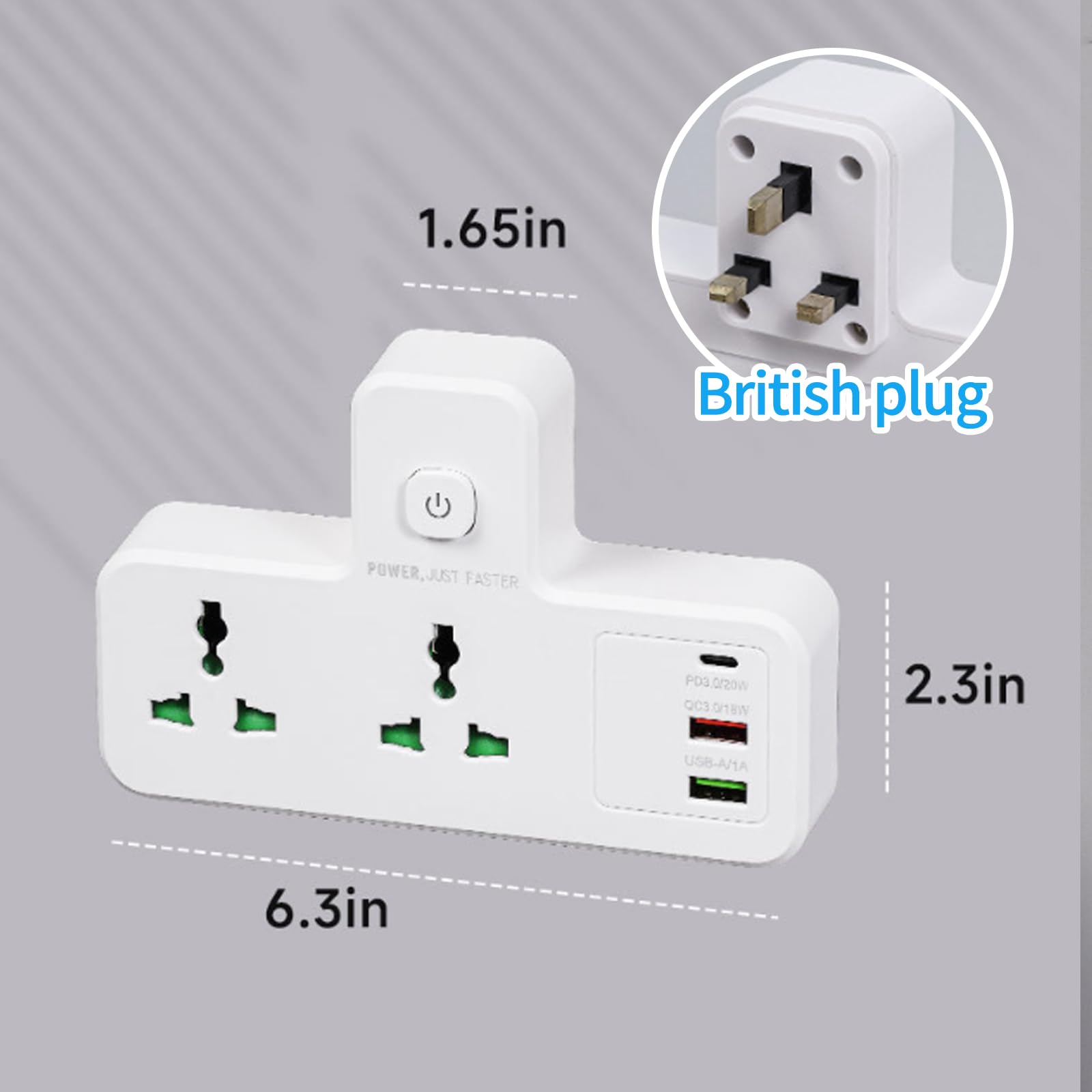 Standard Multi Plug Expansion Socket,Multifunctional Row Plug, Multi Hole Power Strip, One To Multiple Hole Household Use, 2-way Power Socket Extender, 2 USB Ports And A Type-C inter