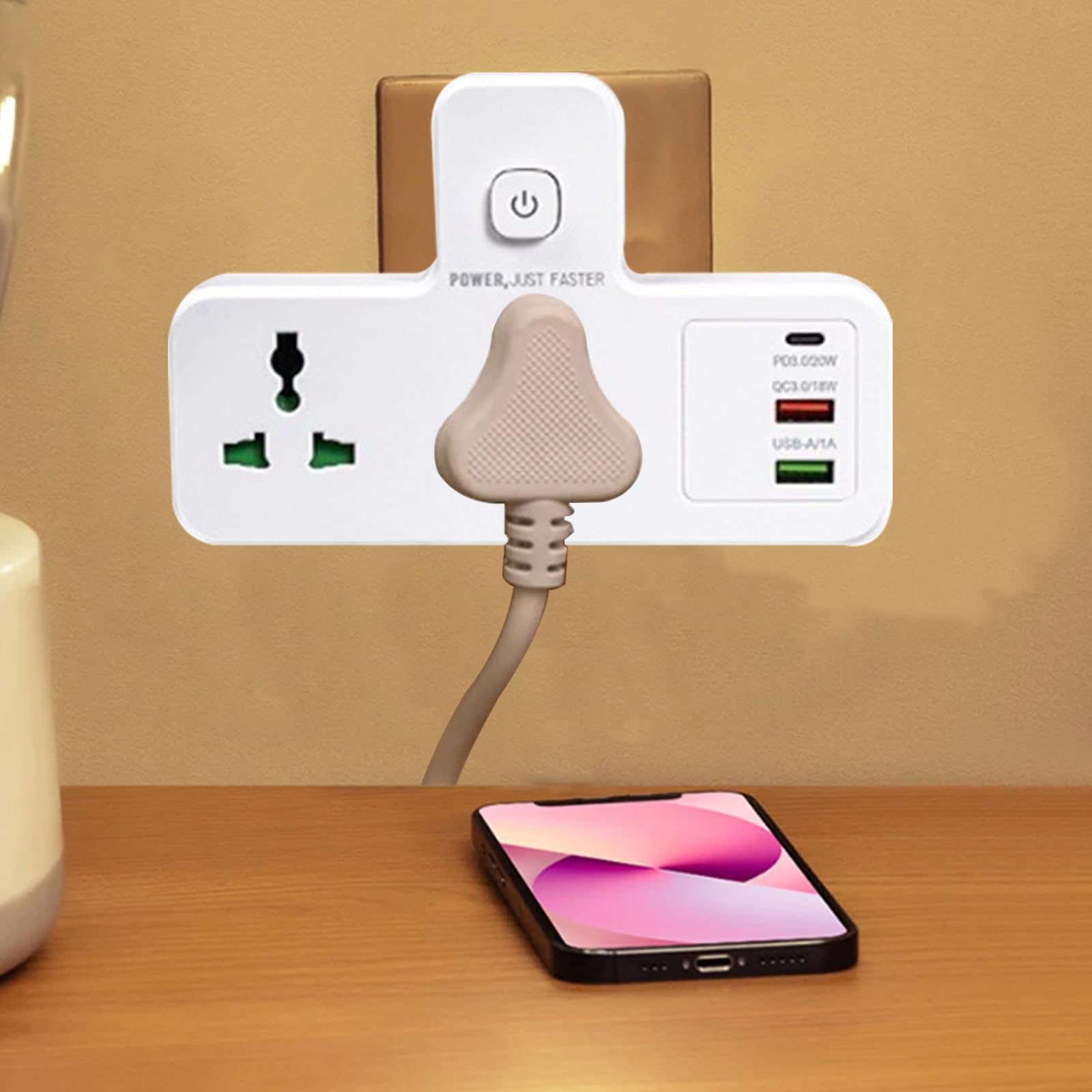 Standard Multi Plug Expansion Socket,Multifunctional Row Plug, Multi Hole Power Strip, One To Multiple Hole Household Use, 2-way Power Socket Extender, 2 USB Ports And A Type-C inter