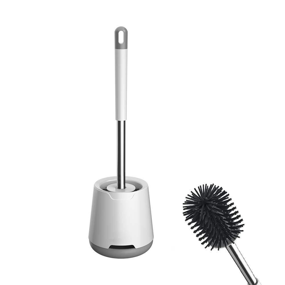 Silicone Toilet Brushes & Holders, Deep Cleaner, Toilet Brush with Quick Drying Holder Set for Bathroom