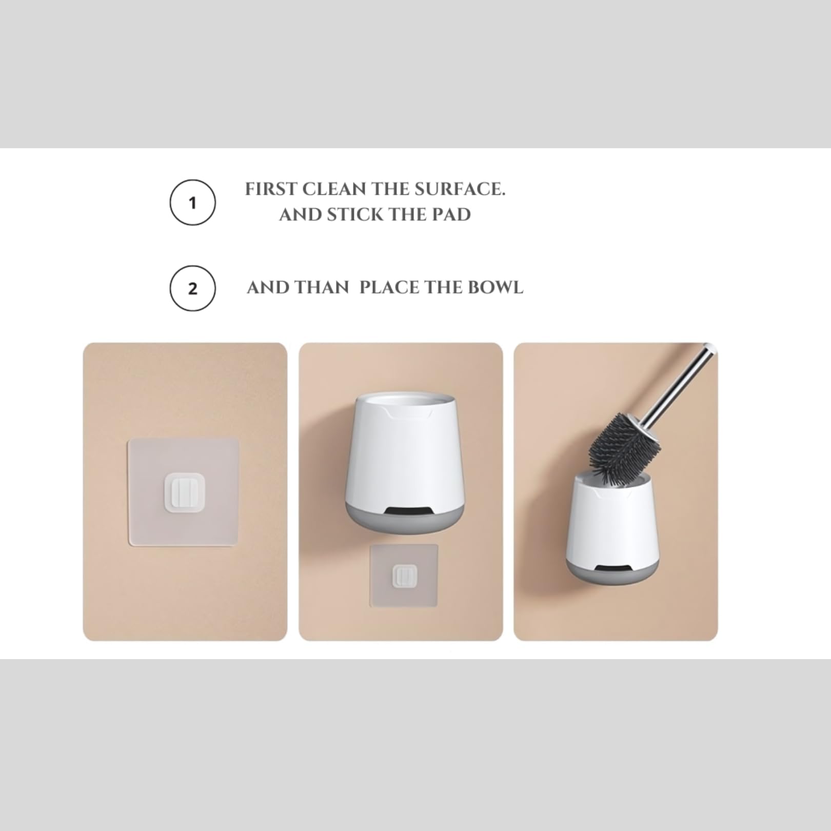 Premium Silicone Toilet Brush Bathroom Accessories and Holder Set, Non-Slip Handle, TPR Soft Bristles, Wall-Mounted Stainless Handle Can Clean Around Edges (Pack of 1)