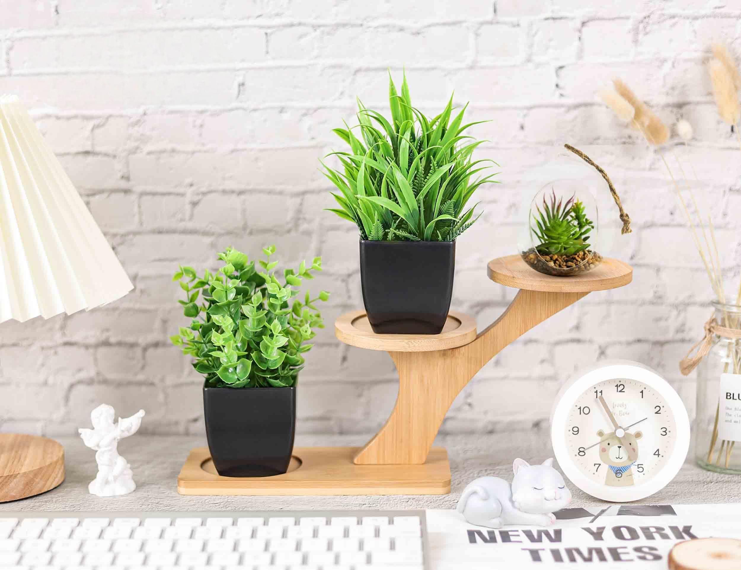 2 Pack Fake Plants Small Artificial Potted Plants Faux Plants Black Bathroom Accessories for Home Office Desk Bathroom Decor Indoor