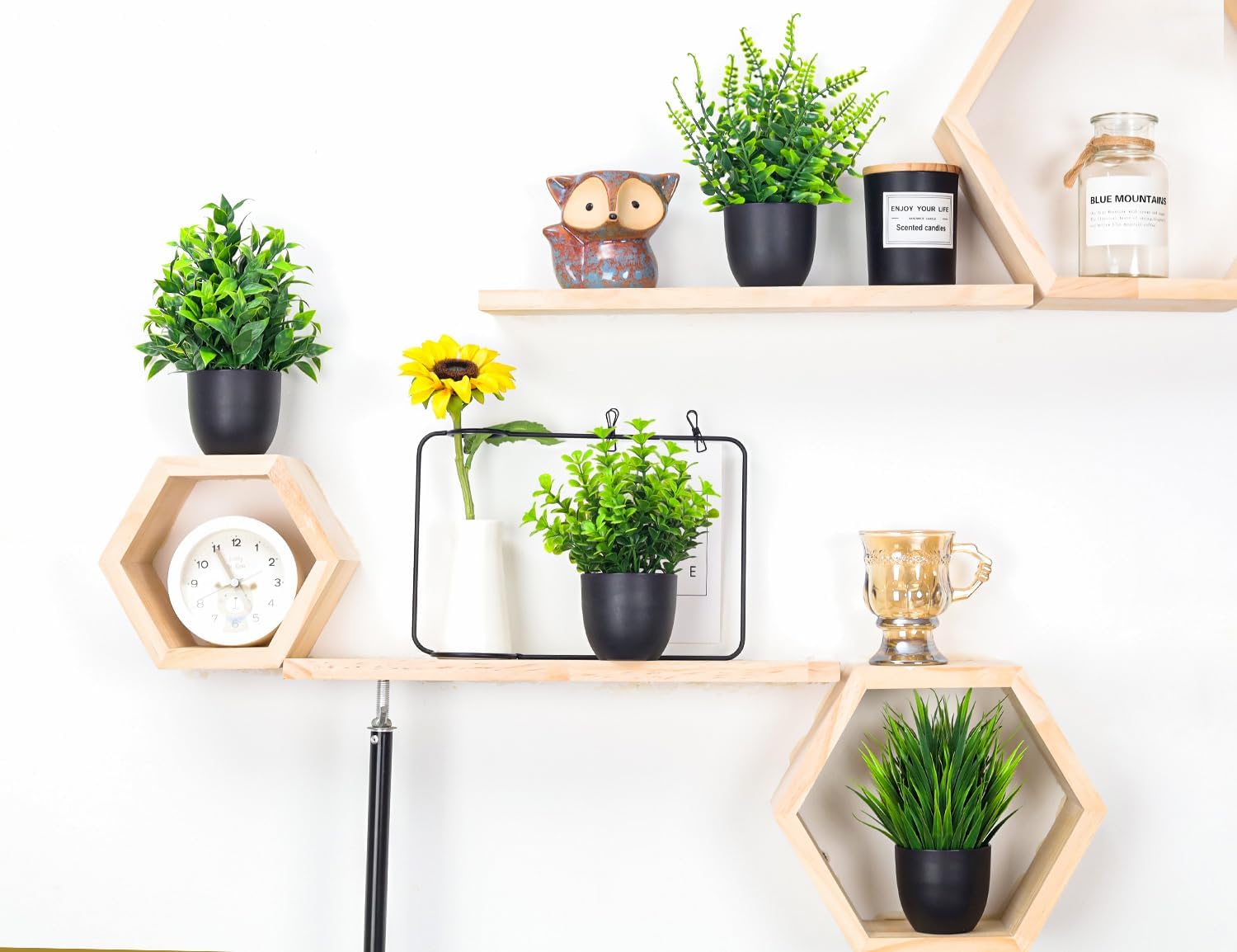 Fake Plants 4 Packs Artificial Plants Small Faux Plants Black Bathroom Accessories for Bathroom Home Office Desk Decor Indoor