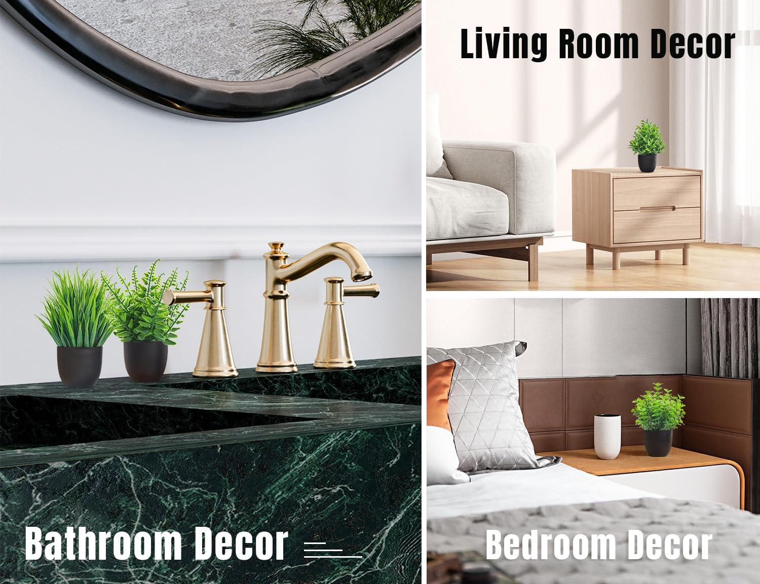 Fake Plants 4 Packs Artificial Plants Small Faux Plants Black Bathroom Accessories for Bathroom Home Office Desk Decor Indoor