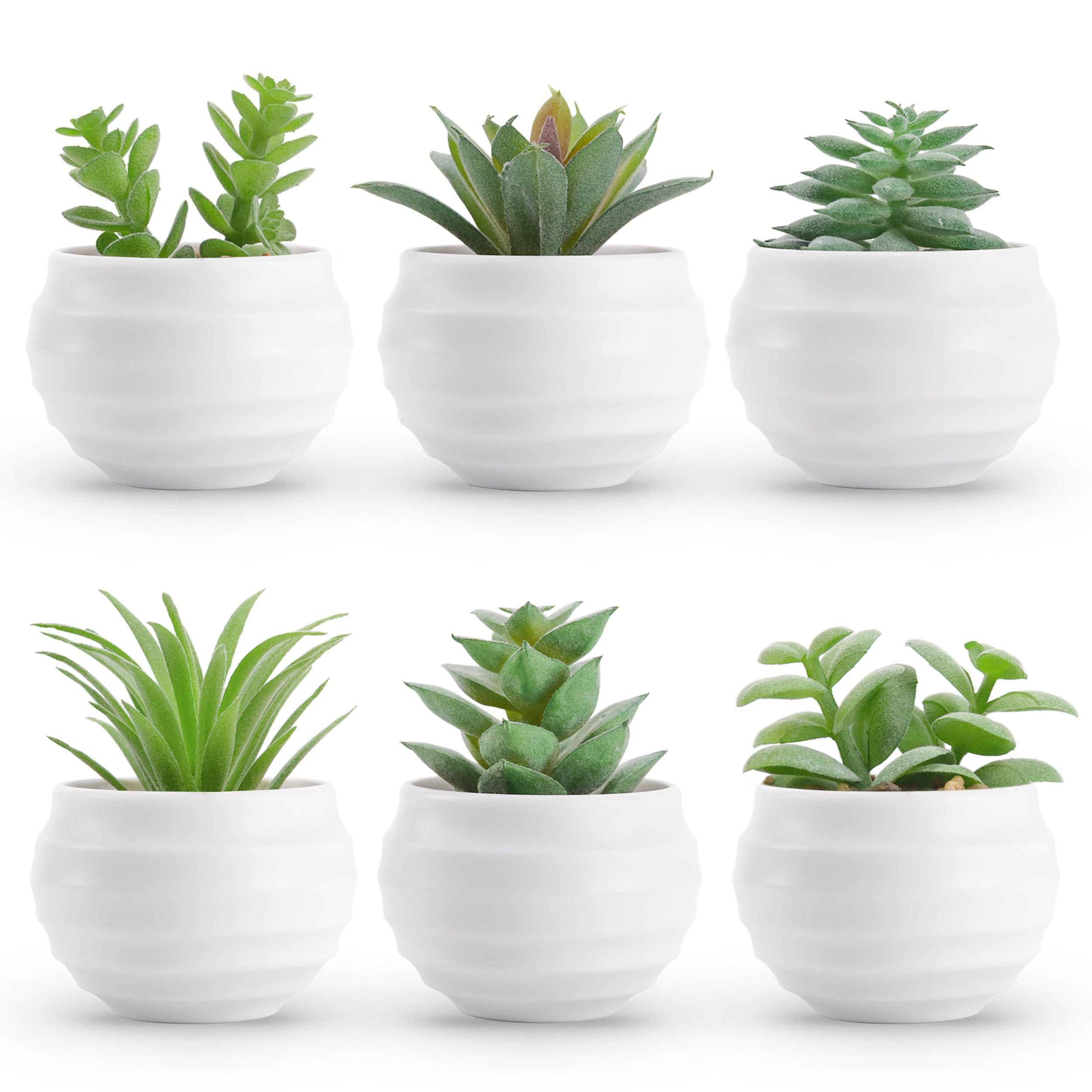 Set of 6 Succulents Plants Artificial in Pots Small Fake Plants for Bedroom Aesthetic Living Room Office Shelf Bathroom Decor