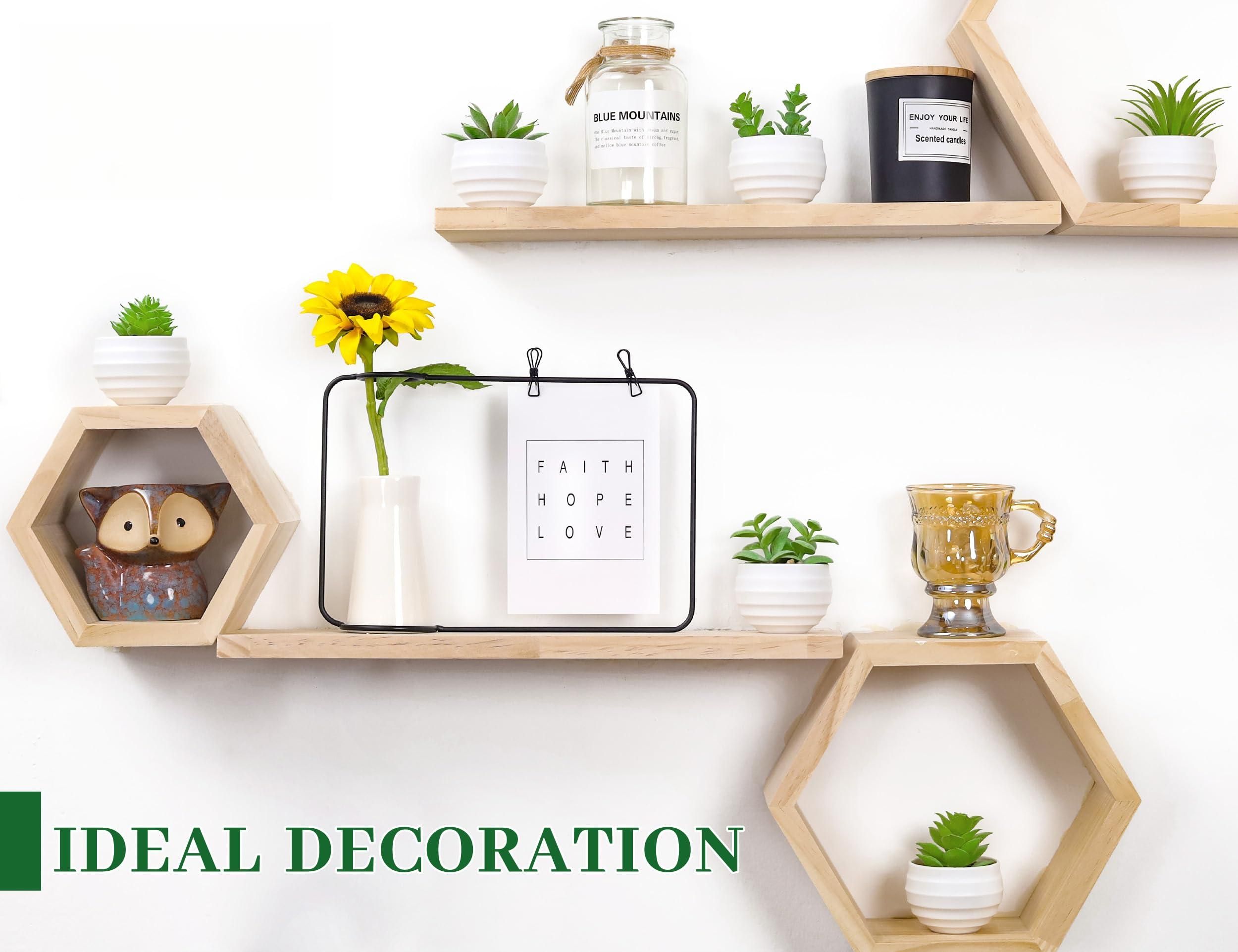Set of 6 Succulents Plants Artificial in Pots Small Fake Plants for Bedroom Aesthetic Living Room Office Shelf Bathroom Decor