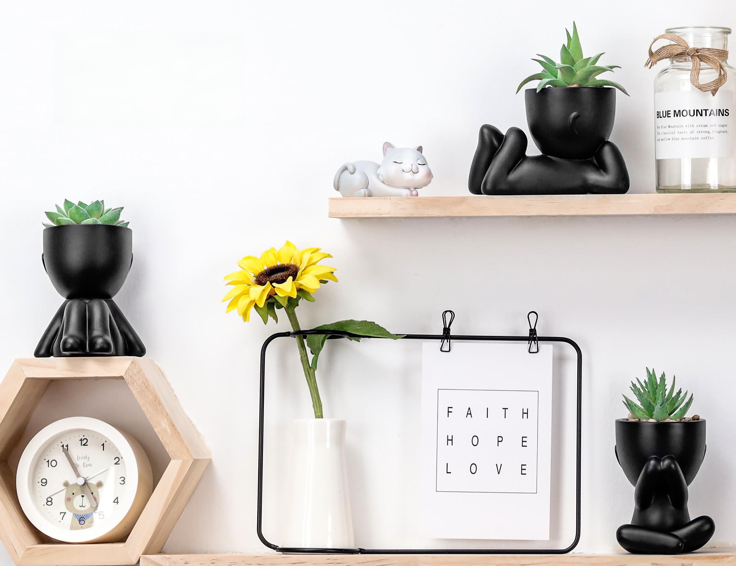 3pcs Fake Succulents Plants Artificial for Black Bathroom Bedroom Home Room Decor Aesthetic Indoor