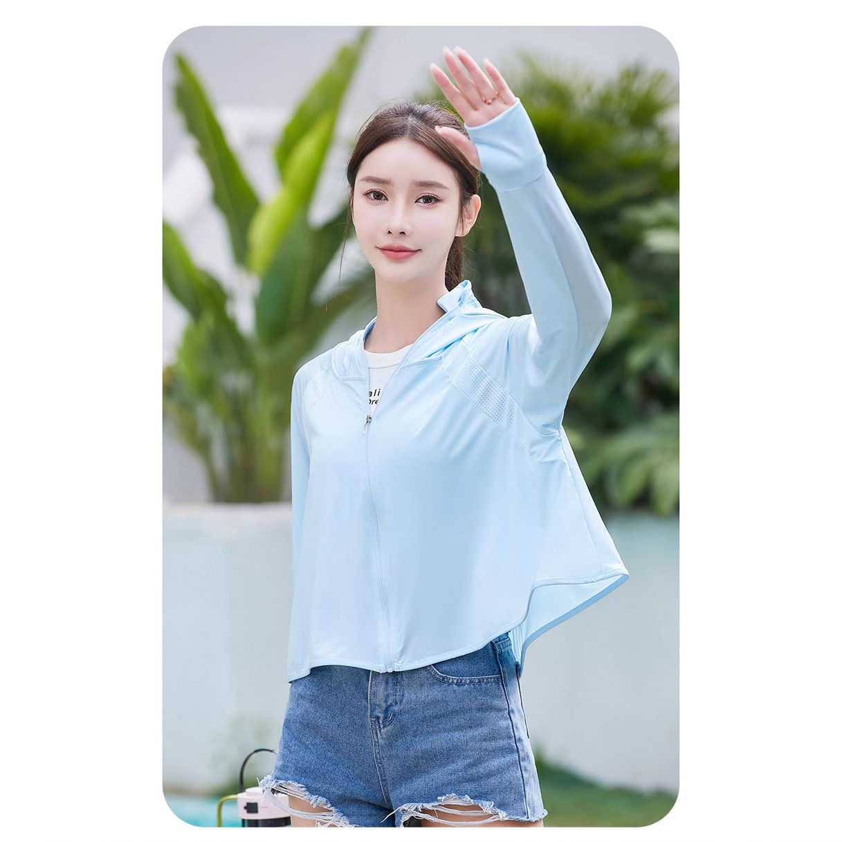 Black leather cap brimmed sun protection jacket for women - new summer style, ice silk breathable hooded sunshade coat, UV protection women's sun protection clothing