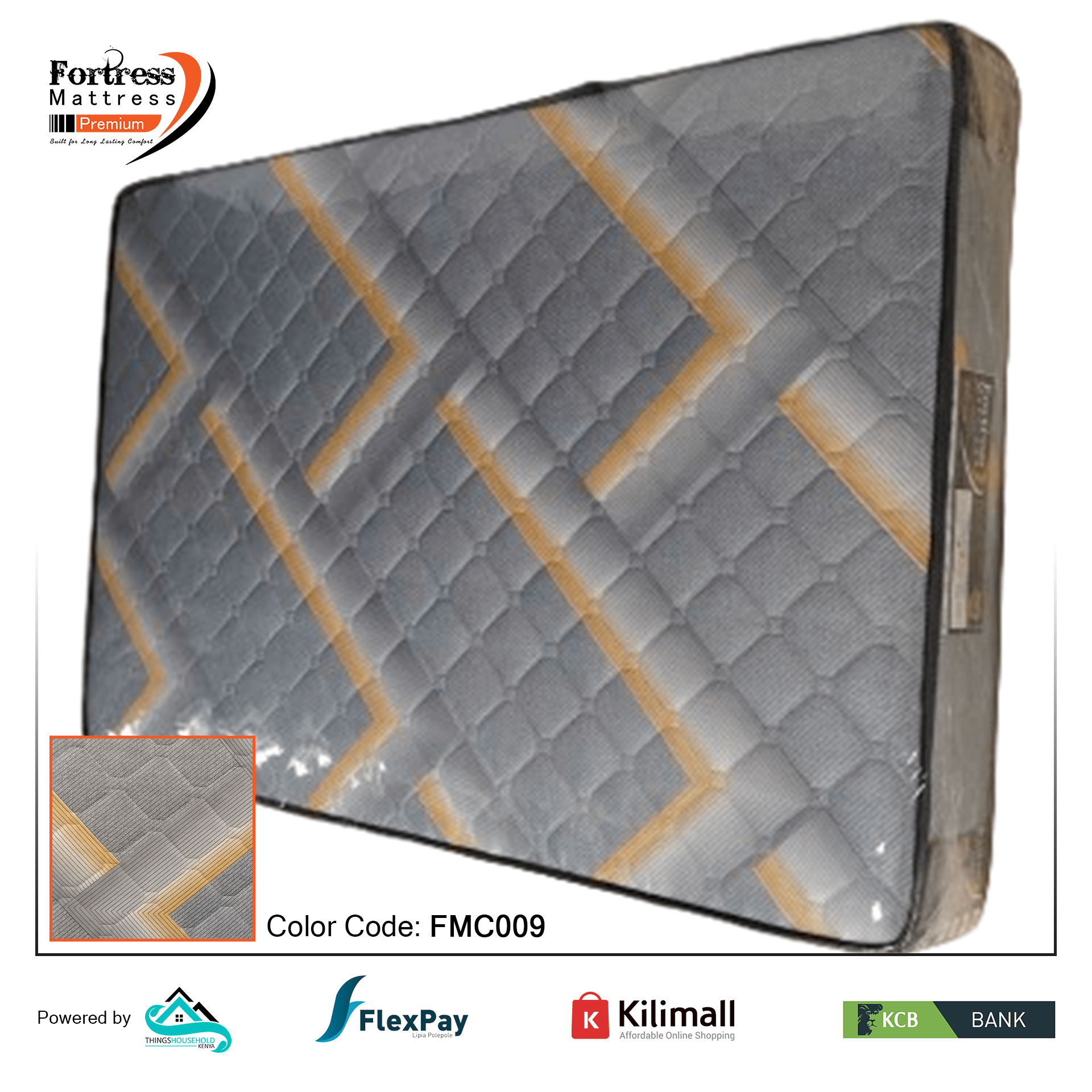 Fortress Premium Mattress [Greyish 09] - Orthopedic - Long Lasting - High Density- High Quality - Quilted Mattress