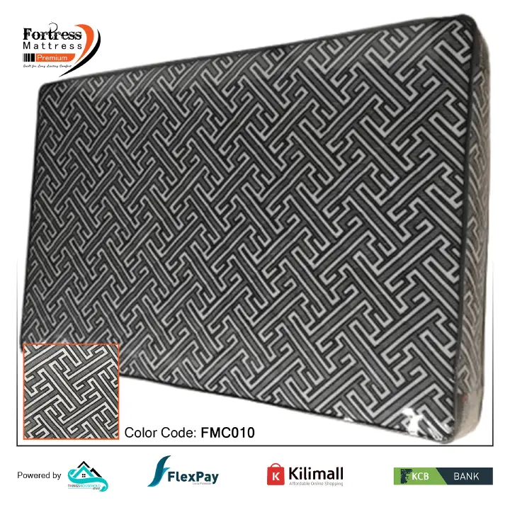 Fortress Premium Mattress [Blackish 10] - Orthopedic - Long Lasting - High Density- High Quality - Quilted Mattress