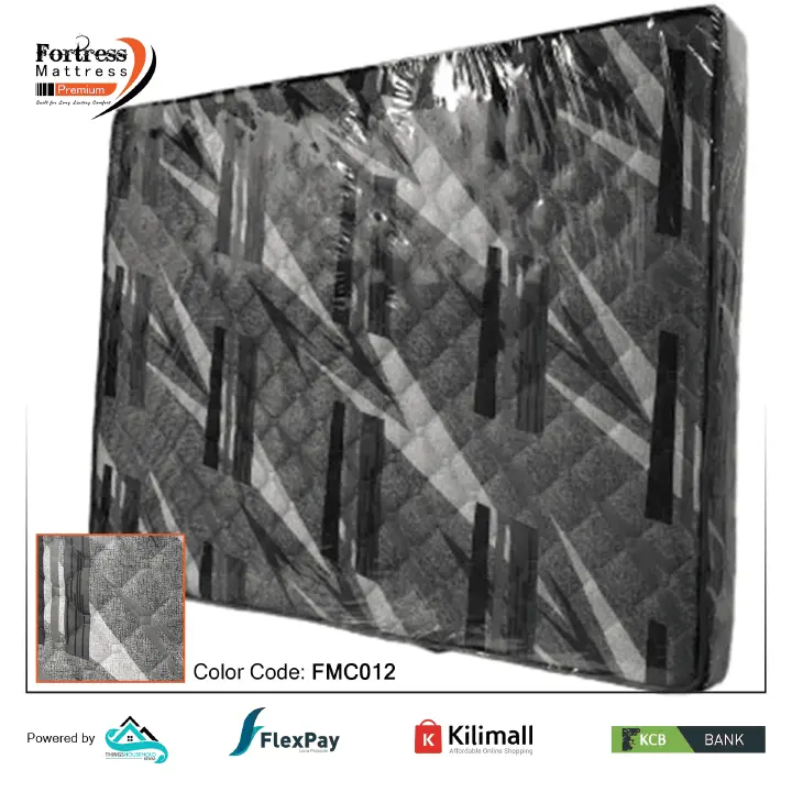Fortress Premium Mattress [Greyish 12] - Orthopedic - Long Lasting - High Density- High Quality - Quilted Mattress