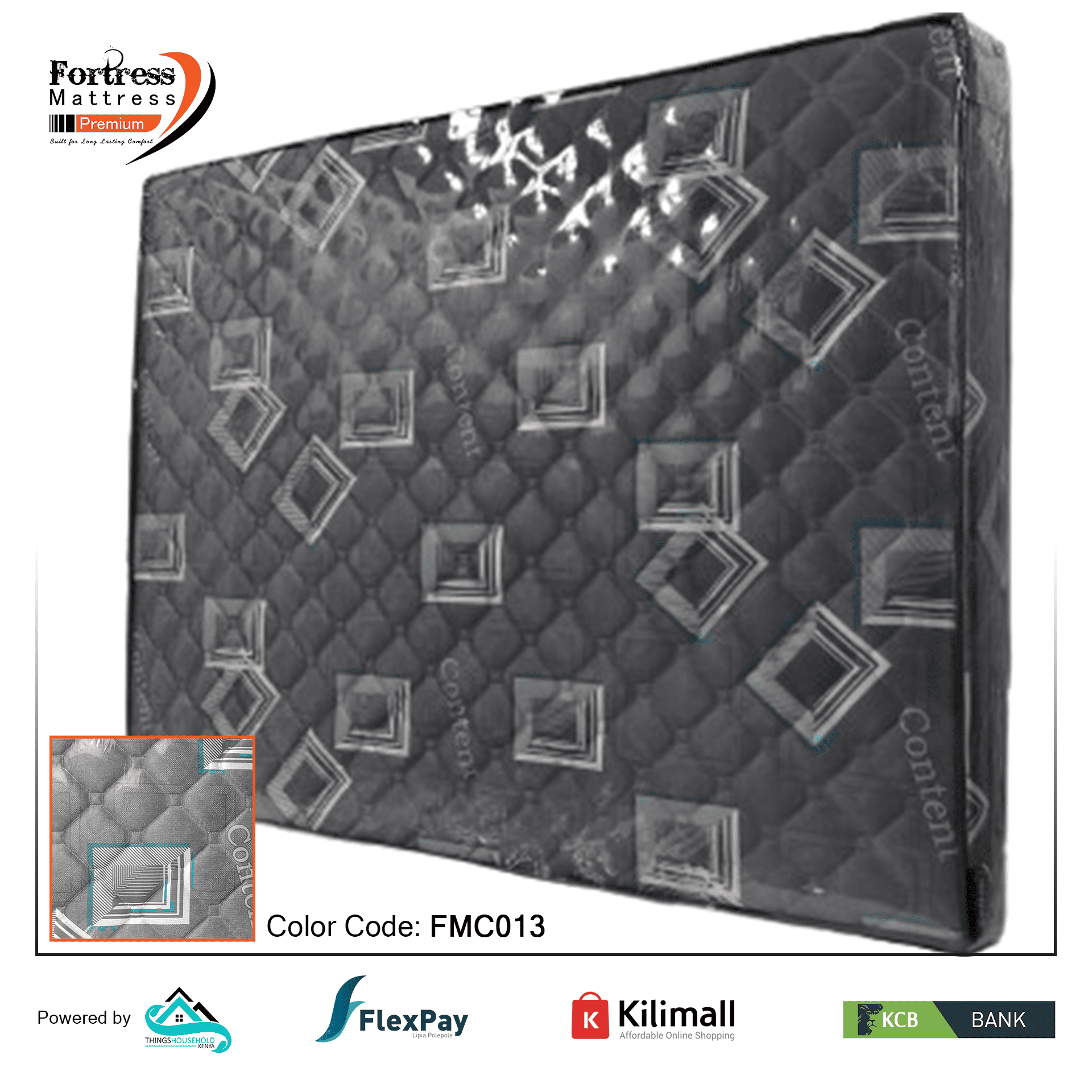 Fortress Premium Mattress [Greyish 13] - Orthopedic - Long Lasting - High Density- High Quality - Quilted Mattress