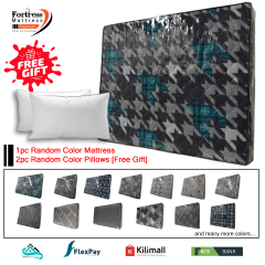 3½x6ft Fortress Premium Fiber Mattress [Random Color Dispatch] + 2pc Free Pillows - Orthopedic - Long Lasting - High Density- High Quality - Quilted Mattress