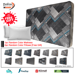 4½x6ft Fortress Premium Fiber Mattress [Random Color Dispatch] + 2pc Free Pillows - Orthopedic - Long Lasting - High Density- High Quality - Quilted Mattress