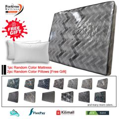 12-inch Fortress Premium Fiber Mattress [Random Color Dispatch] + 2pc Free Pillows - Orthopedic - Long Lasting - High Density- High Quality - Quilted Mattress