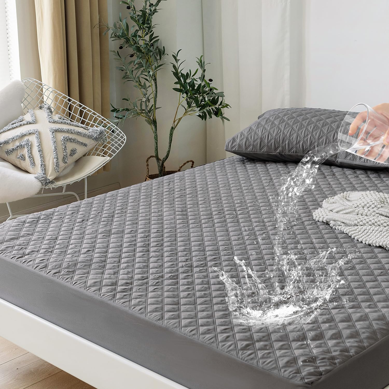 Luxury Quilted Water Proof Mattress Protector Mattress Cover (No Pillowcases) - Random Color Dispatch