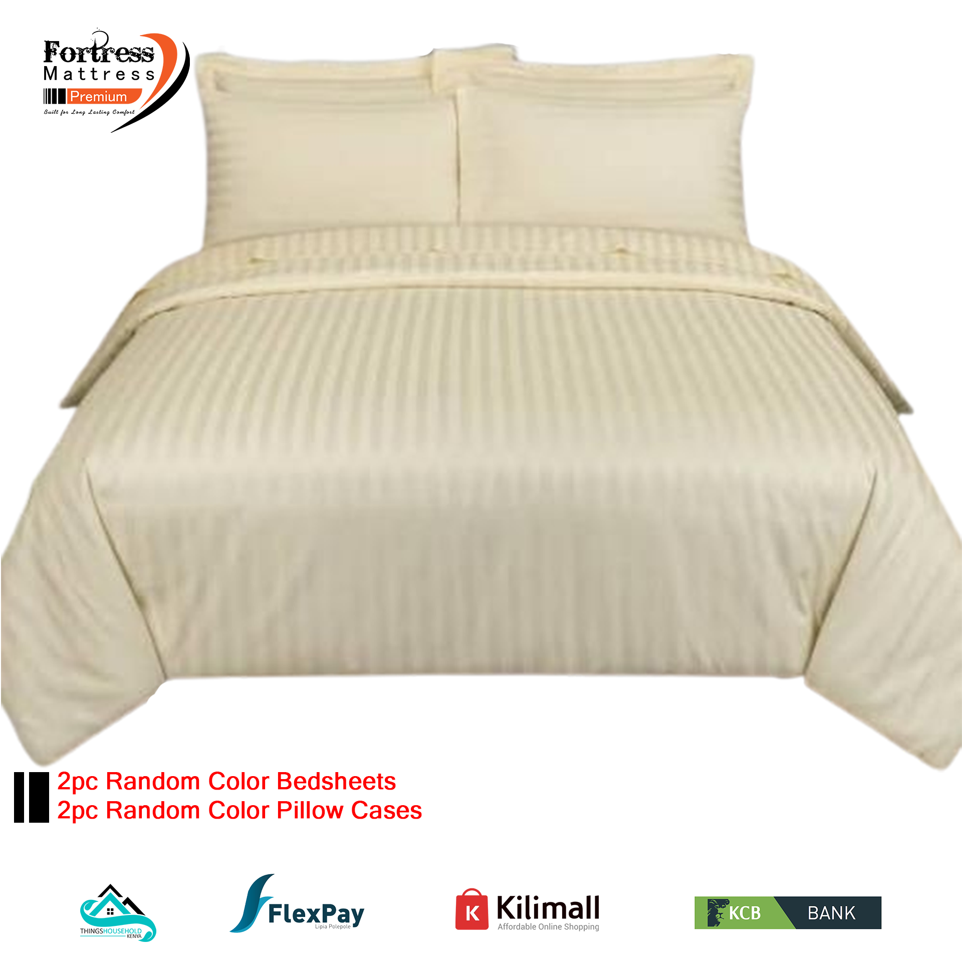 6x6 Luxury Cotton Bedsheet Set (2pc Bedsheets + 2pc Pillowcases) - Random Color Dispatch