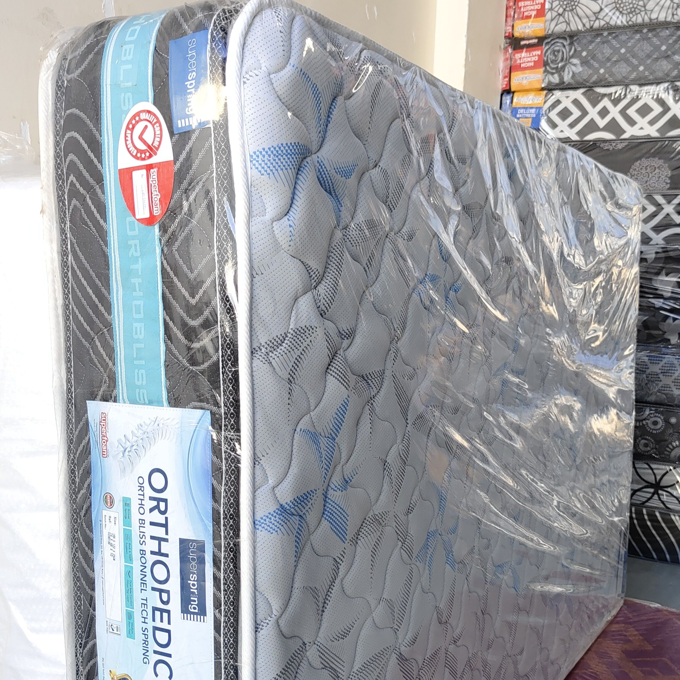 OrthoBliss Spring Mattress 12-Inch Random Color Dispatch Bonnel Spring Orthopedic with Double Pillow Top 5-Year Warranty