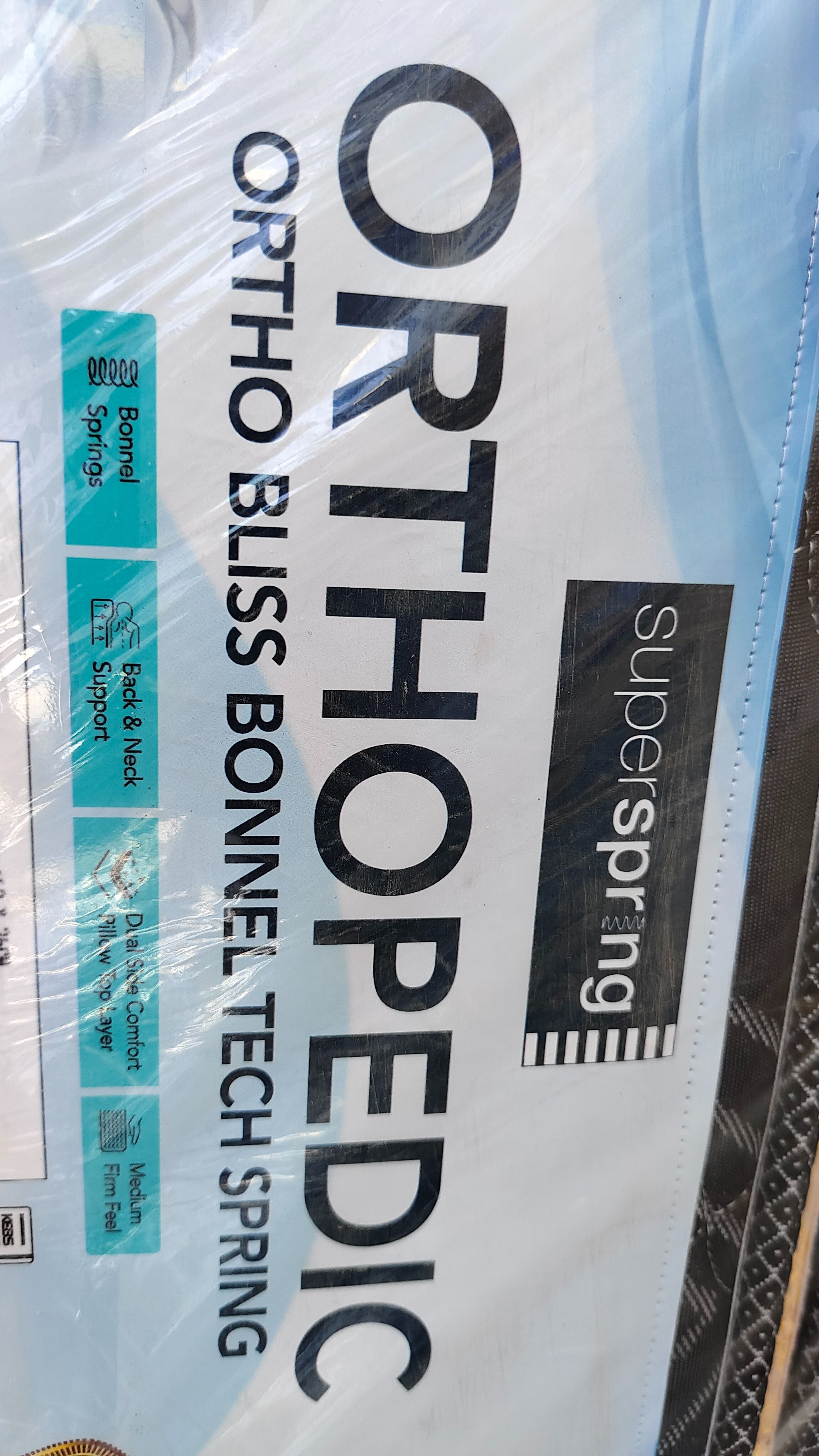 OrthoBliss Spring Mattress 12-Inch Random Color Dispatch Bonnel Spring Orthopedic with Double Pillow Top 5-Year Warranty