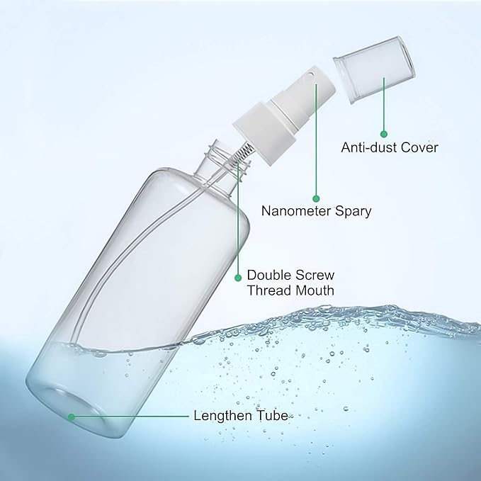 OFFER!!! 50ml Empty Plastic Transparent Refillable Fine Mist Spray Bottle/Atomizer spray bottle/perfume travelling bottle/Mist Pump and Cap, for Home/Travel/Beauty/Makeup/Sanitizer