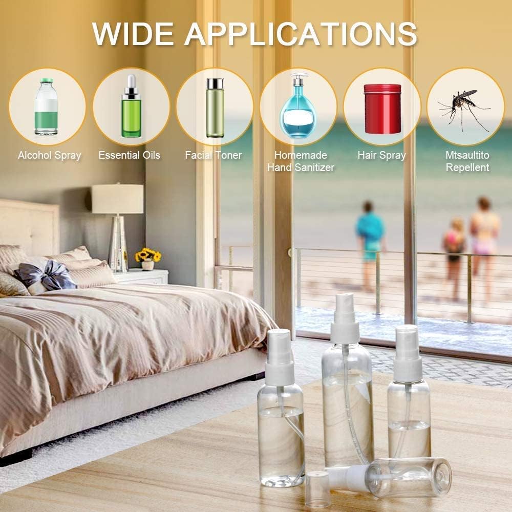OFFER!!! 50ml Empty Plastic Transparent Refillable Fine Mist Spray Bottle/Atomizer spray bottle/perfume travelling bottle/Mist Pump and Cap, for Home/Travel/Beauty/Makeup/Sanitizer