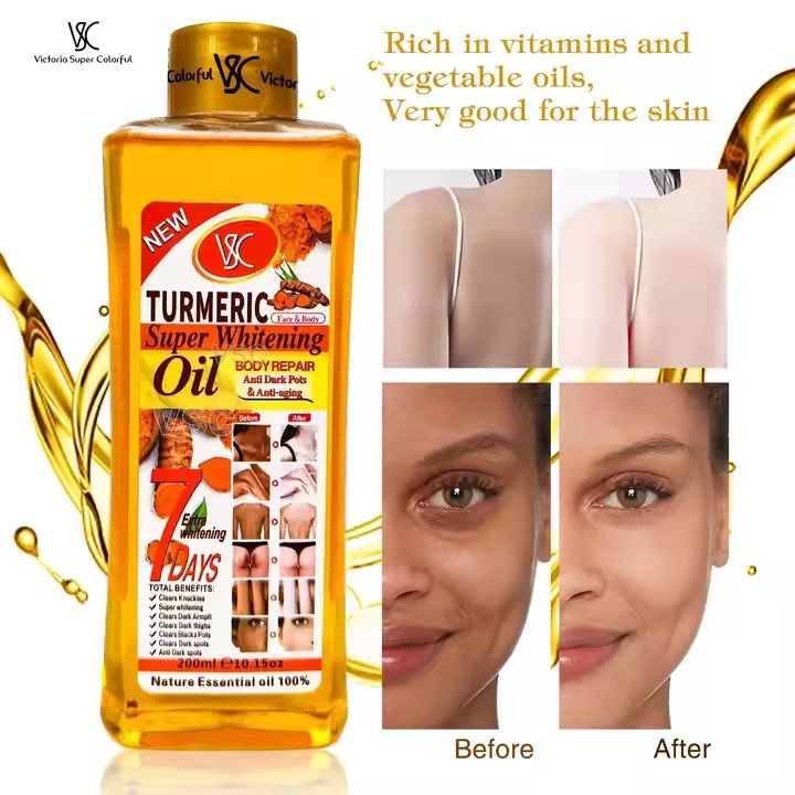 Top Quality Hot Sell Tumeric Oil for Skin Lightening 200ml Gold Whitening Body Turmeric Super Whitening Oil
