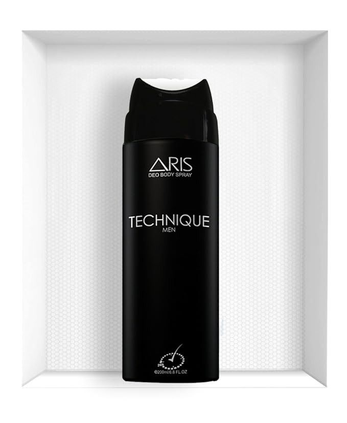 Aris Technique Perfume – 15ml Mini, 100ml EDP & 200ml Body Spray | Invigorating Spicy-Floral Blend with Warm Woods & Sandalwood Base (Each Sold Separately from Selection)