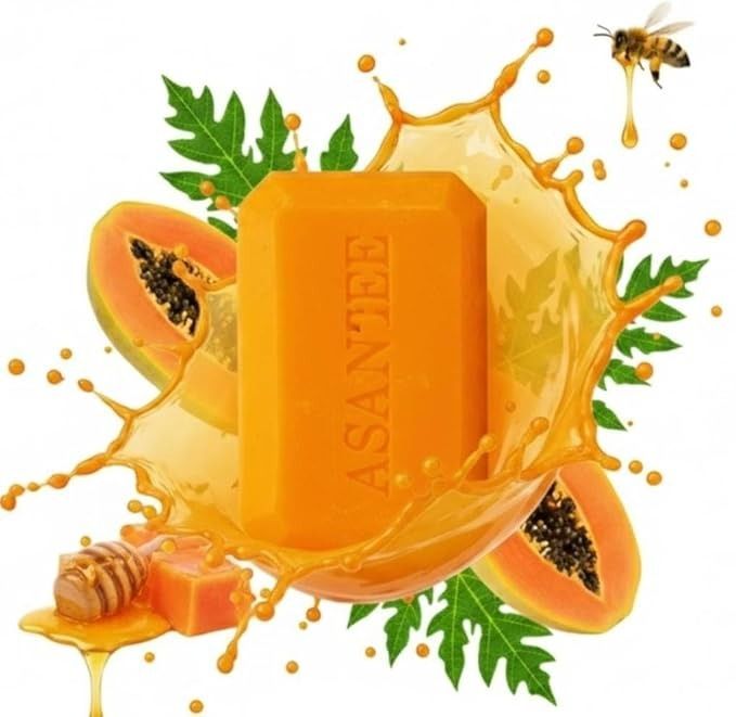 ASANTEE PAPAYA & HONEY Soap Bars with Vitamin C,E and Q10 Skin Cleansing