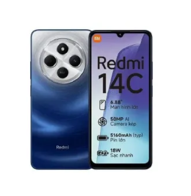 XIAOMI Redmi 14C 128GB Storage Upto 8(4+4)GB Ram 50MP AI Dual Camera Immersive 6.88" UHD Display Upto 120Hz Refresh Rate Dual Sim 5160mAh (typ) Battery Elegant glass back cover Smart Phone