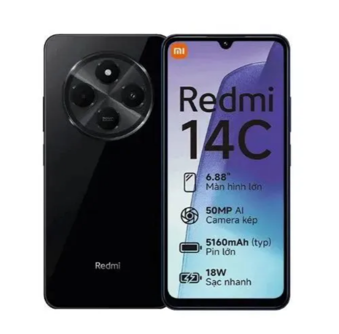 XIAOMI Redmi 14C 128GB Storage Upto 8(4+4)GB Ram 50MP AI Dual Camera Immersive 6.88" UHD Display Upto 120Hz Refresh Rate Dual Sim 5160mAh (typ) Battery Elegant glass back cover Smart Phone