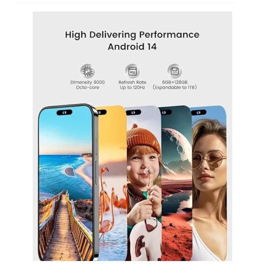 Corn C16 Pro Max 64GB+5(2+3Extended ) Ram Unlocked Cell Phone Android 6.6"HD Waterdrop Screen 13MP Main Camera 8mp Front camera 5000mAh Dual SIM Face ID GPS OTG Android Smartphone