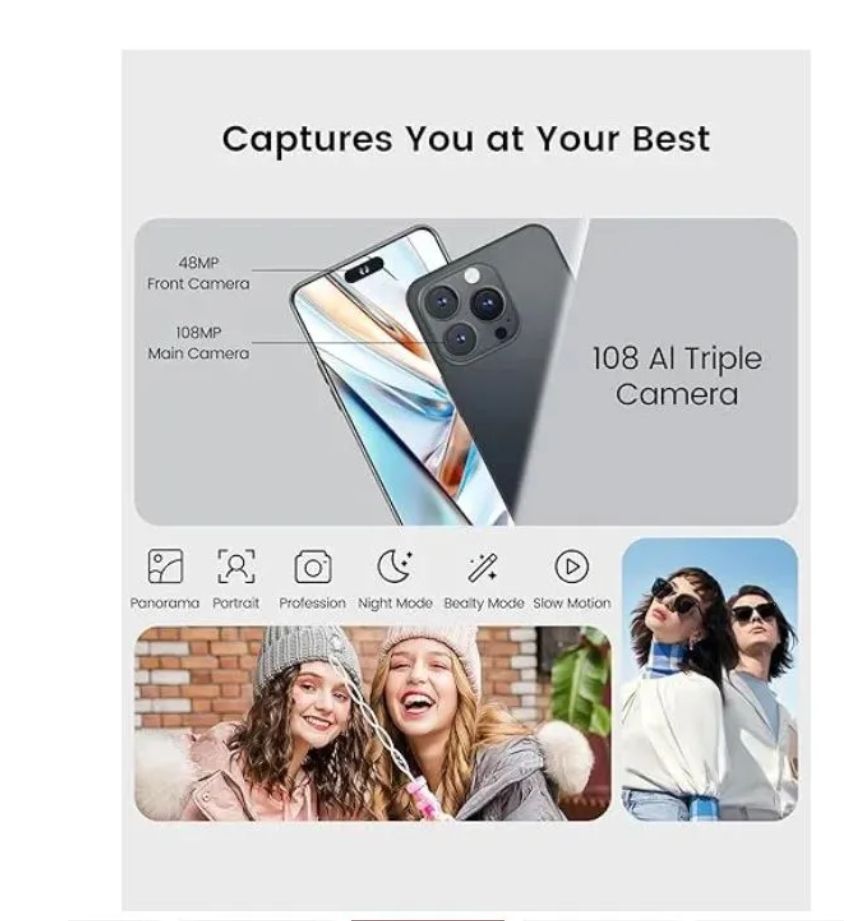 Corn C16 Pro Max 64GB+5(2+3Extended ) Ram Unlocked Cell Phone Android 6.6"HD Waterdrop Screen 13MP Main Camera 8mp Front camera 5000mAh Dual SIM Face ID GPS OTG Android Smartphone