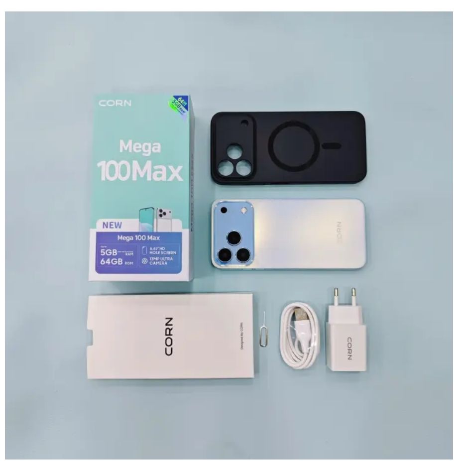 [New Launch] Corn Mega 100 Max 64GB+5(2+3)GB 6.67"HD 60Hz Large 5000mAh Battery Dual Sim Card SmartPhone Side-Mounted Fingerprint Face Unlock 13MP Ultra Camera 8MP Android Smartphone