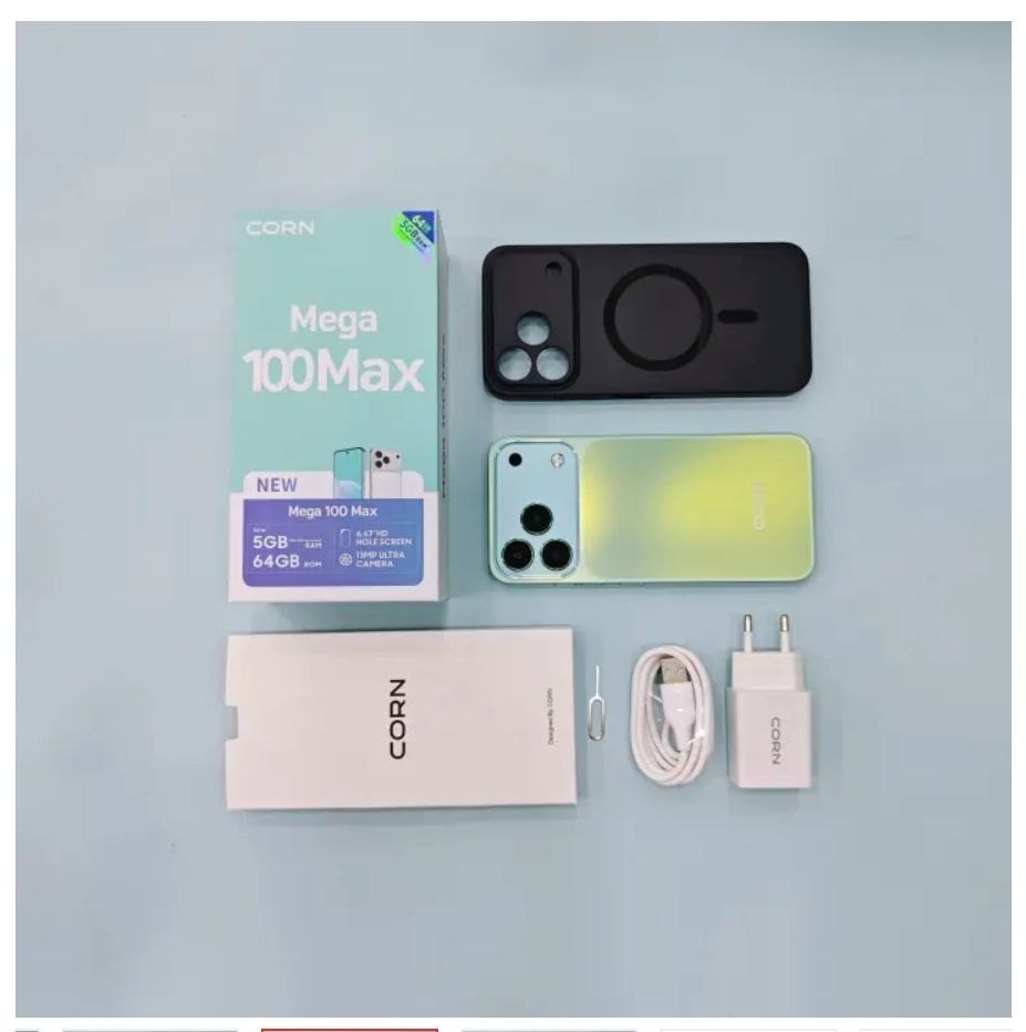 [New Launch] Corn Mega 100 Max 64GB+5(2+3)GB 6.67"HD 60Hz Large 5000mAh Battery Dual Sim Card SmartPhone Side-Mounted Fingerprint Face Unlock 13MP Ultra Camera 8MP Android Smartphone